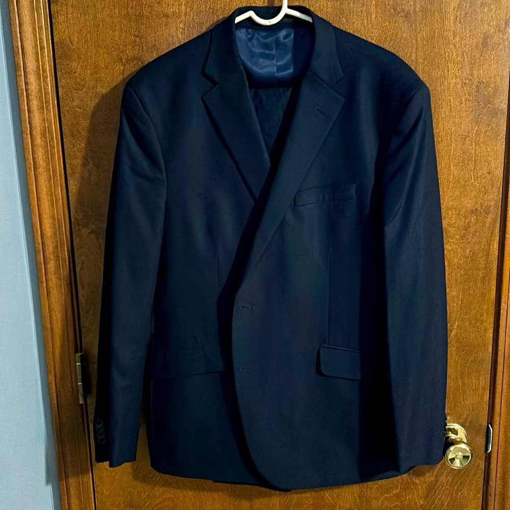Kenneth Cole Suit Set with Sport Coat and Pants Dark Blue 48R 36/32 Techni-cole